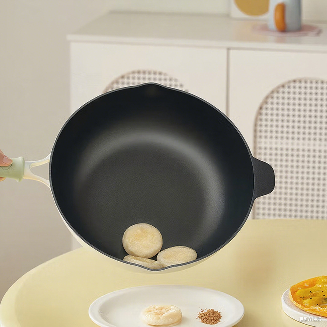 Titanium Nonstick Deep Skillet Wok with Lid, PFAS-Free Non-Toxic Ceramic Multi-Purpose Pan, Induction, All Stovetop, Egg, Stir Fry, Saute, Stay Cool Handle, Graphite