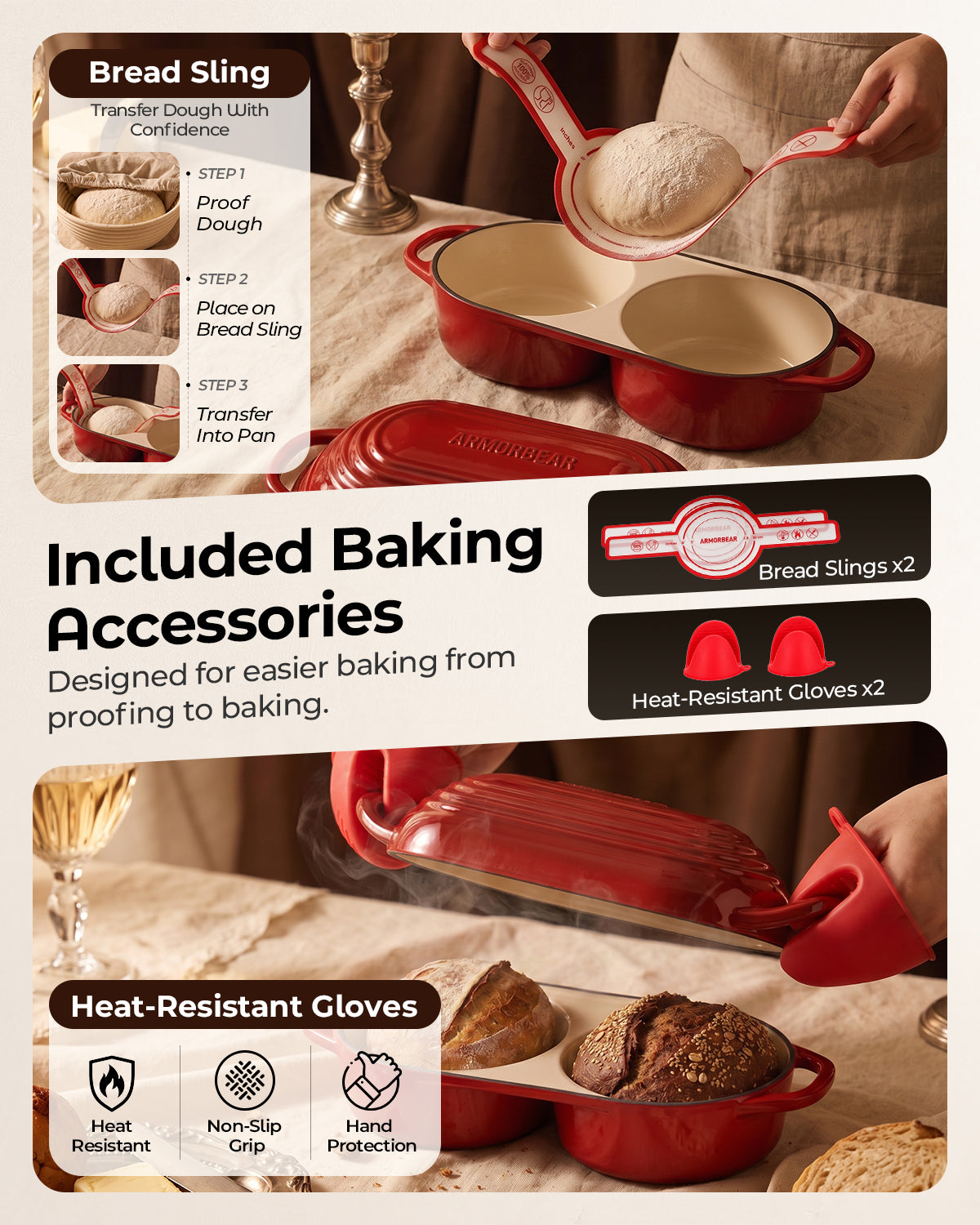 Mini Doppel-Dutch-Oven für Sauerteig, emaillierte Gusseisen-Brotbackform, Weiß | Brotbackform mit Deckel, Mini Sauerteig-Dutch-Oven zum Brotbacken