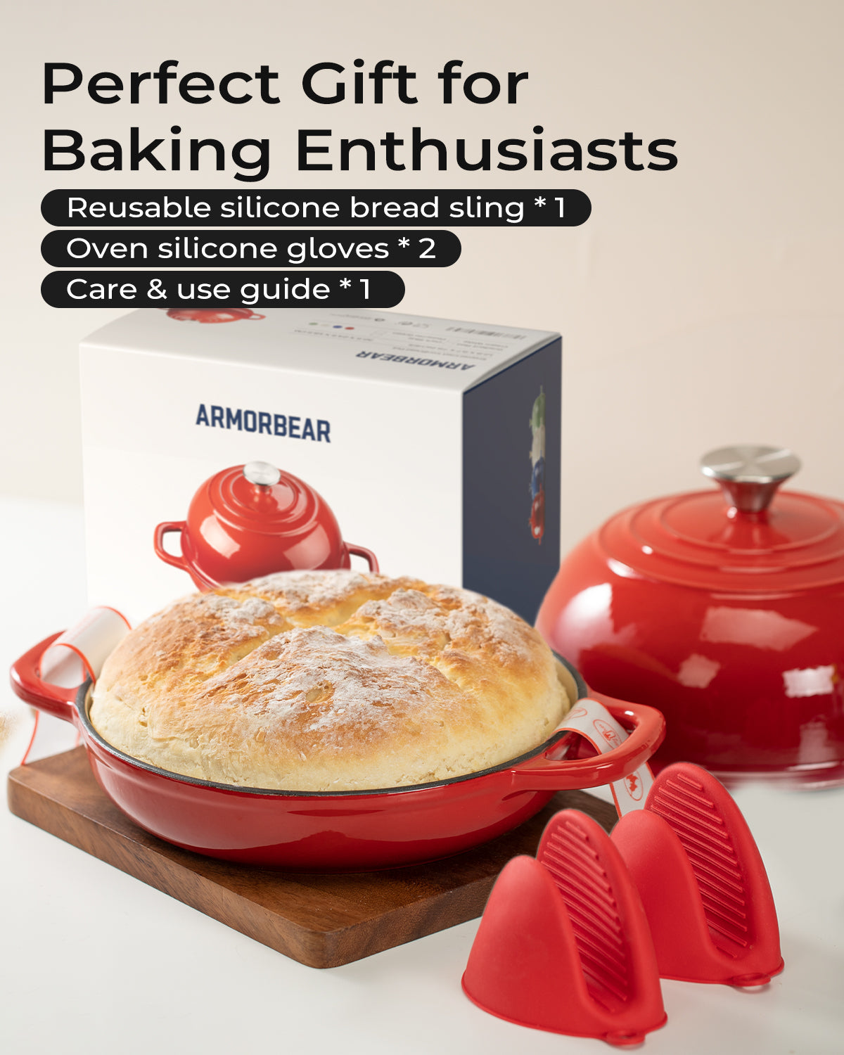 Dutch Oven for Bread Baking-5QT Cast Iron Sourdough Dutch Oven Pot with Lid, Enameled Round Cast Iron Bread Pot with Dome Lid for Homemade, Gifts for Sourdough Bakers