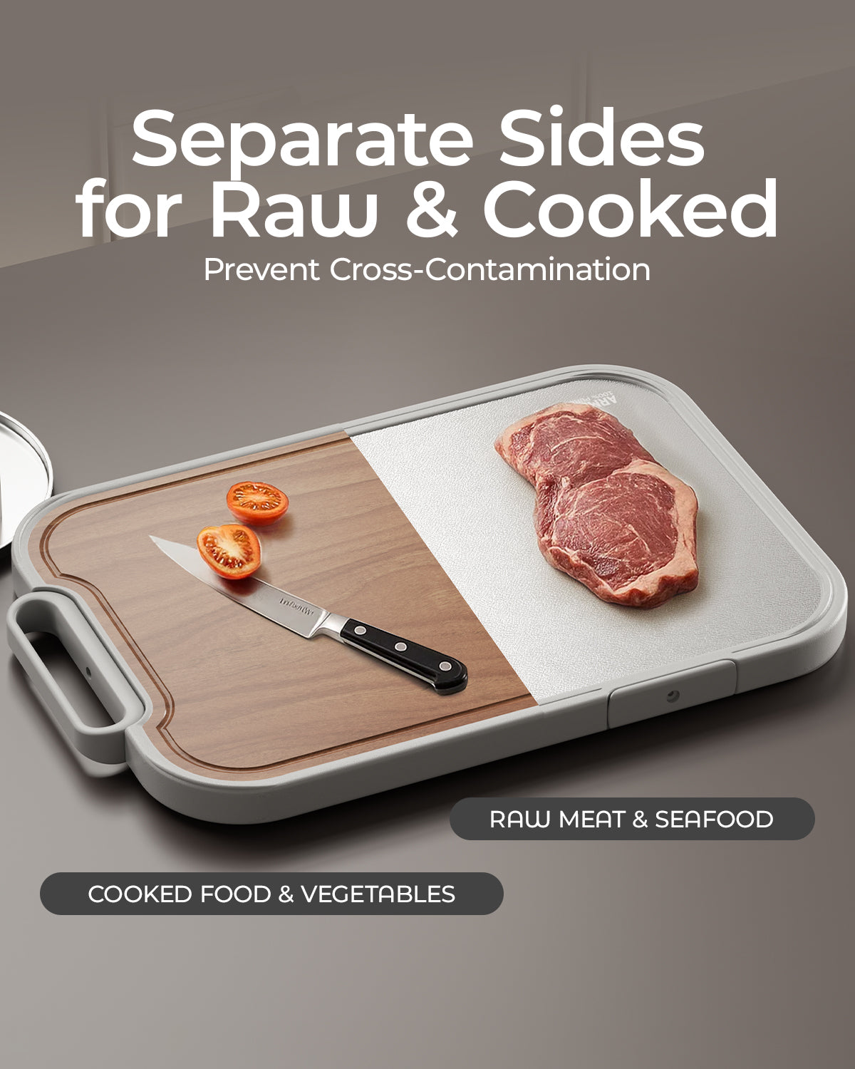 Titanium Cutting Board, Double Sided Wood Cutting Board for kitchen, Titanium & Sapele Large Chopping Boards, Ideal for Meat, Vegetables & Family Cooking