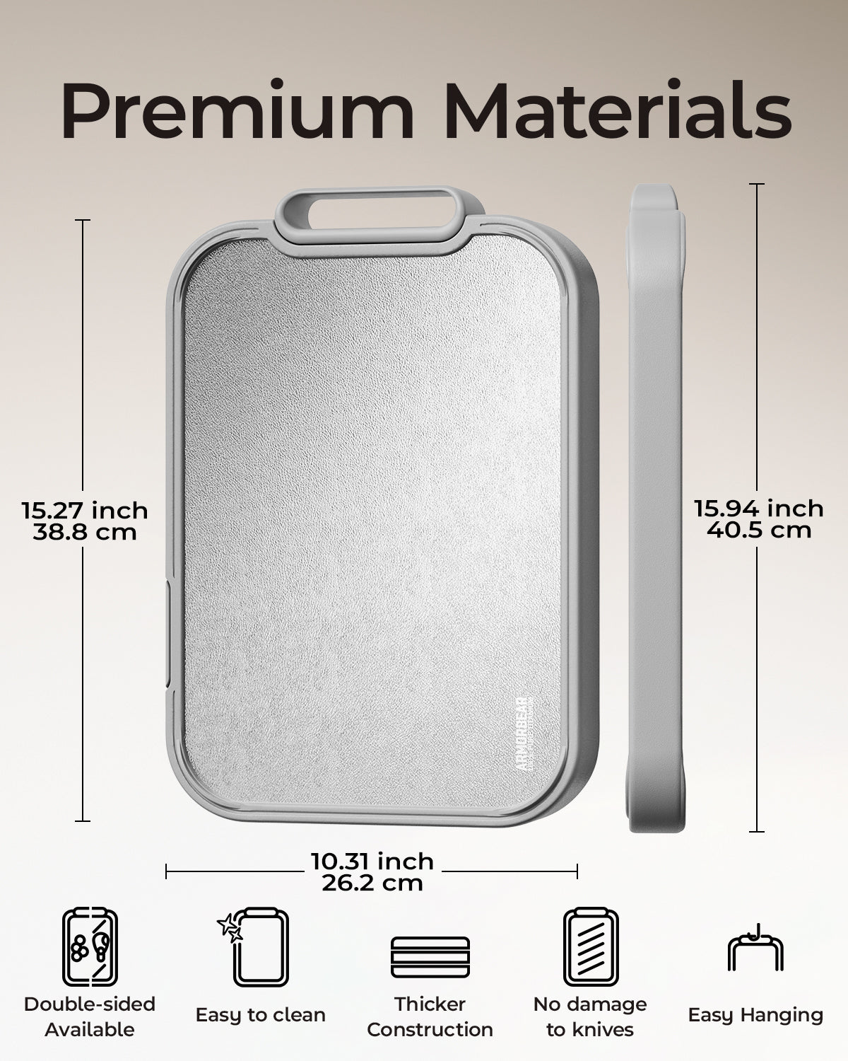 Titanium Cutting Board, Double Sided Wood Cutting Board for kitchen, Titanium & Sapele Large Chopping Boards, Ideal for Meat, Vegetables & Family Cooking