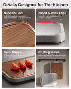 Titanium Cutting Board, Double Sided Wood Cutting Board for kitchen, Titanium & Sapele Large Chopping Boards, Ideal for Meat, Vegetables & Family Cooking