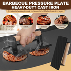 Large Carbon Steel Griddle for Gas, Grill, Bonfire, Induction Cooktop, 24'' X 10.5'' Pre-Seasoned Non-Stick Pan, with Grill Press and Silicone Anti-Heat Gloves
