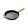 Cast Iron Skillet, Removable Wooden Handle, Pre-Seasoned Frying Pan for Stove, Oven, Grill & Campfire Cooking