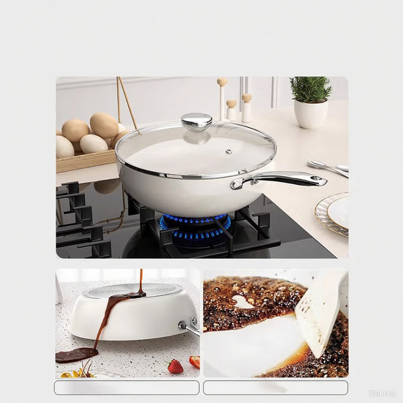 Ceramic Wok Pan, 12 Inch Nonstick Wok with Lid, Healthy Non Toxic Woks & Stir-fry Pans for Cooking, Induction Cookware, PFOA & PFAS Free