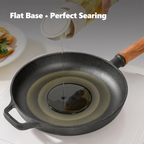 Cast Iron Skillet, Removable Wooden Handle, Pre-Seasoned Frying Pan for Stove, Oven, Grill & Campfire Cooking