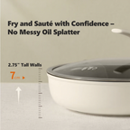 Nonstick Ceramic Frying Pan with Lid, Non Toxic Skillet, Healthy Egg & Omelet & Chef's Pan, PTFE PFOA & PFAS Free, Induction Compatible