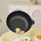 Titanium Nonstick Deep Skillet Wok with Lid, PFAS-Free Non-Toxic Ceramic Multi-Purpose Pan, Induction, All Stovetop, Egg, Stir Fry, Saute, Stay Cool Handle, Graphite