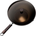 Carbon Steel Wok Pan, Tripole Nitrided Pre-Seasoned Flat Bottom Woks & Stir-Fry Pans Nonstick, Chinese Wok with Glass Lid for All Stovetops, Gift for Chef - 11.8 Inch