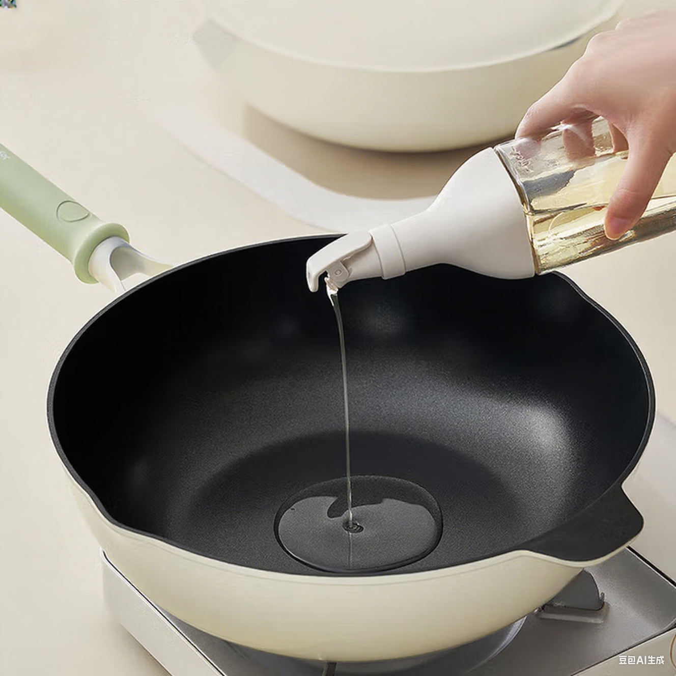 Titanium Nonstick Deep Skillet Wok with Lid, PFAS-Free Non-Toxic Ceramic Multi-Purpose Pan, Induction, All Stovetop, Egg, Stir Fry, Saute, Stay Cool Handle, Graphite