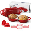 Mini Doppel-Dutch-Oven für Sauerteig, emaillierte Gusseisen-Brotbackform, Weiß | Brotbackform mit Deckel, Mini Sauerteig-Dutch-Oven zum Brotbacken