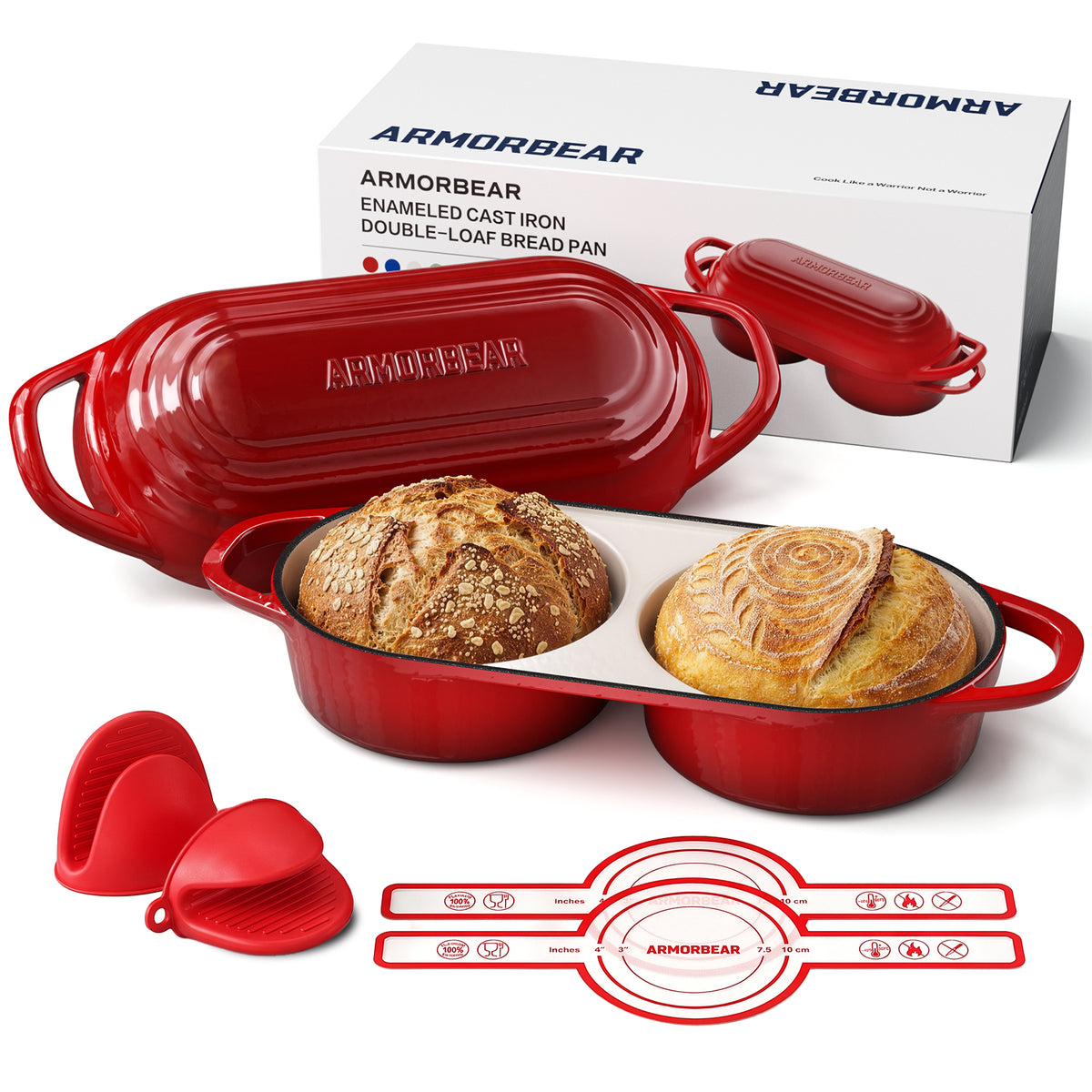 Mini Doppel-Dutch-Oven für Sauerteig, emaillierte Gusseisen-Brotbackform, Weiß | Brotbackform mit Deckel, Mini Sauerteig-Dutch-Oven zum Brotbacken