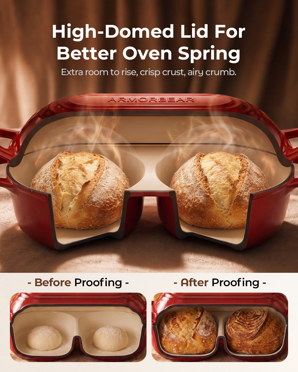 Mini Doppel-Dutch-Oven für Sauerteig, emaillierte Gusseisen-Brotbackform, Weiß | Brotbackform mit Deckel, Mini Sauerteig-Dutch-Oven zum Brotbacken