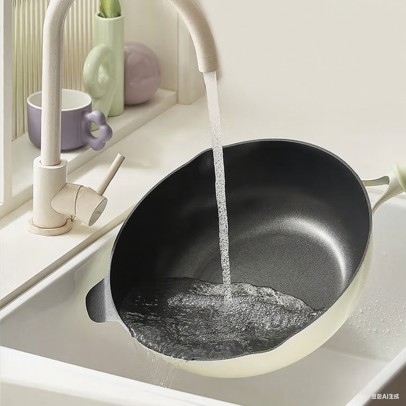 Titanium Nonstick Deep Skillet Wok with Lid, PFAS-Free Non-Toxic Ceramic Multi-Purpose Pan, Induction, All Stovetop, Egg, Stir Fry, Saute, Stay Cool Handle, Graphite